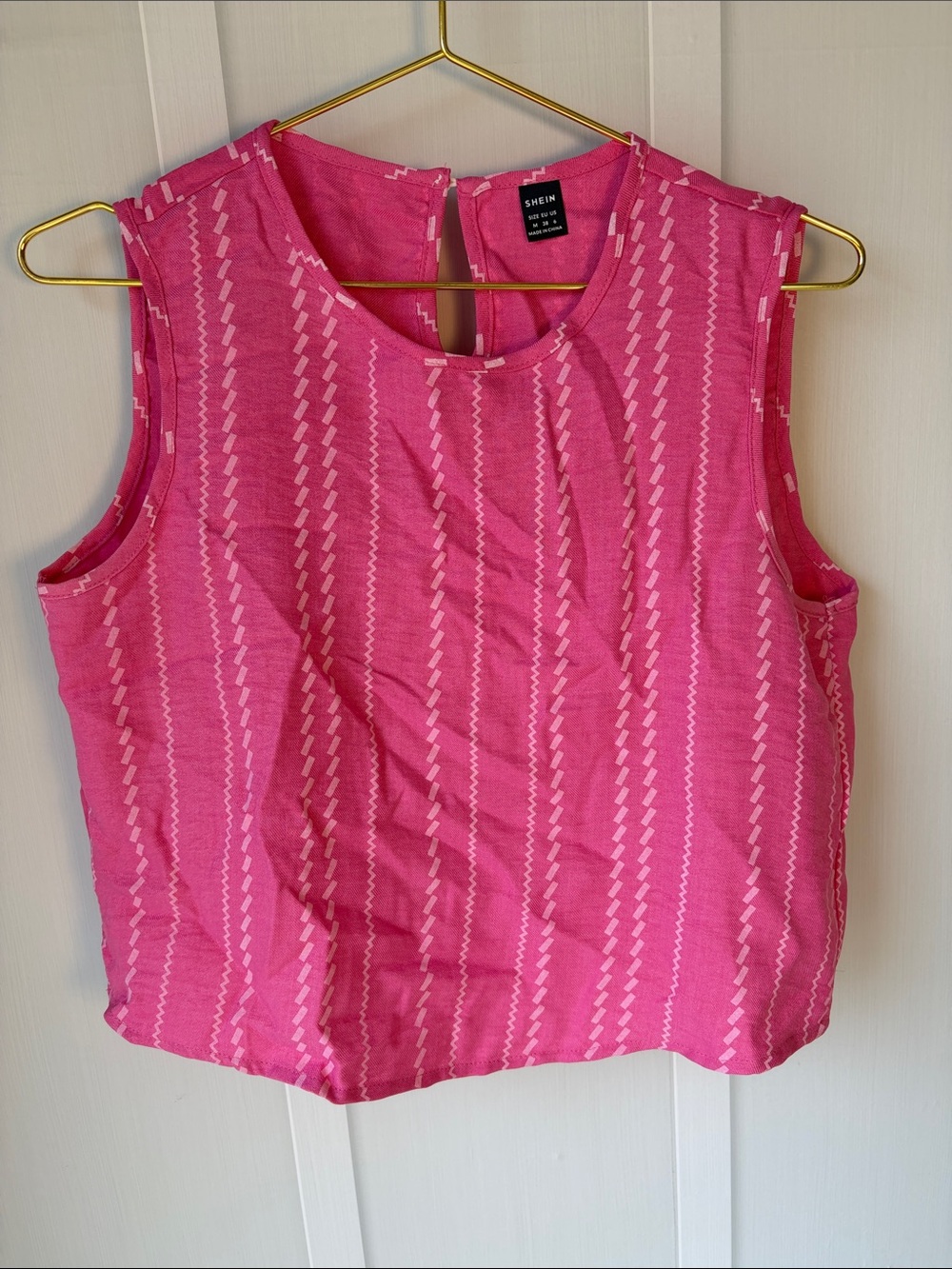 SHEIN Hot Pink Sleeveless Striped Crop Tank